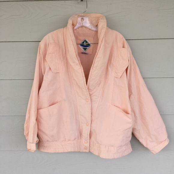 Crosswinds Jackets & Blazers - VINTAGE Blush Pink Linen Bomber Jacket